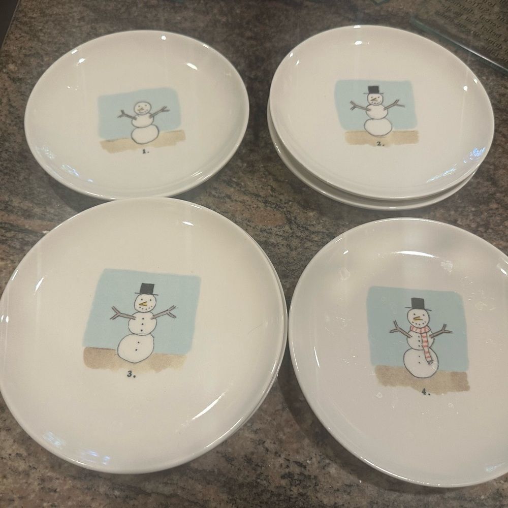 Rae Dunn 6 packâsnowman saucers mini plates